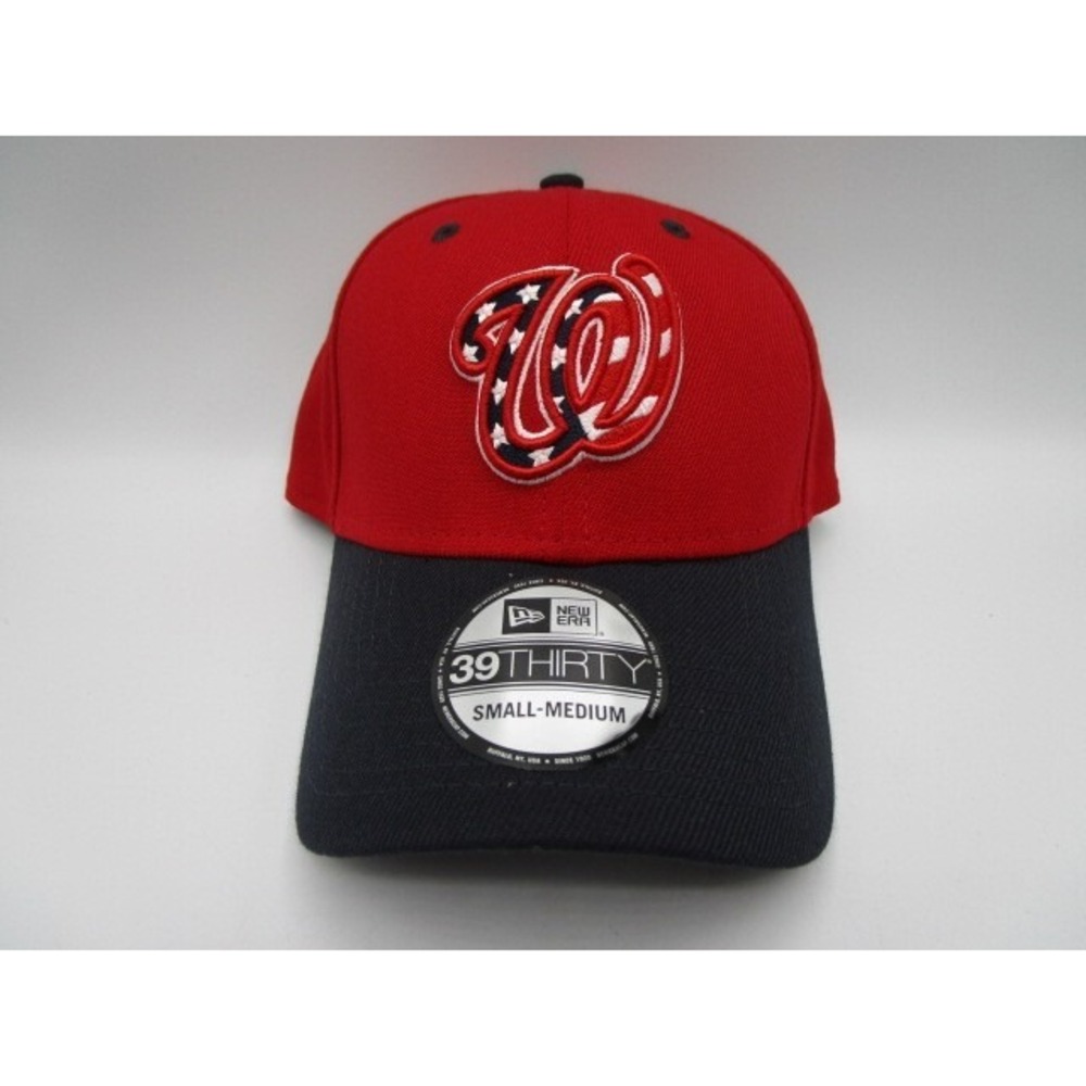 New Era 39Thirty Washington Nationals Red USA Flag Flex Fit Hat Cap Size S/M